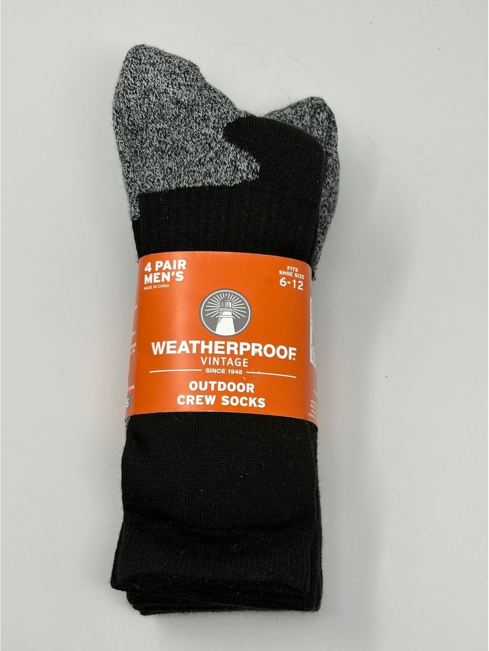 Weatherproof Vintage Men's Outdoor Crew Socks 4 Pair Size 6-